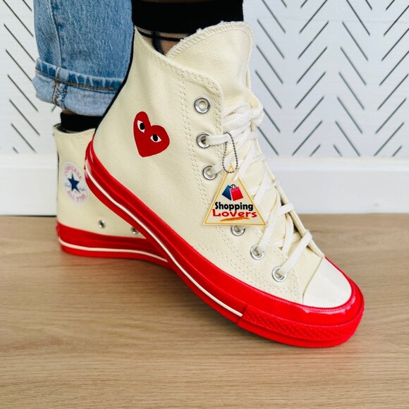 ❤️Converse Chuck All Star 70 Hi Comme des Garcons PLAY 10.5 Womens Shoes A01794C - Picture 4 of 13